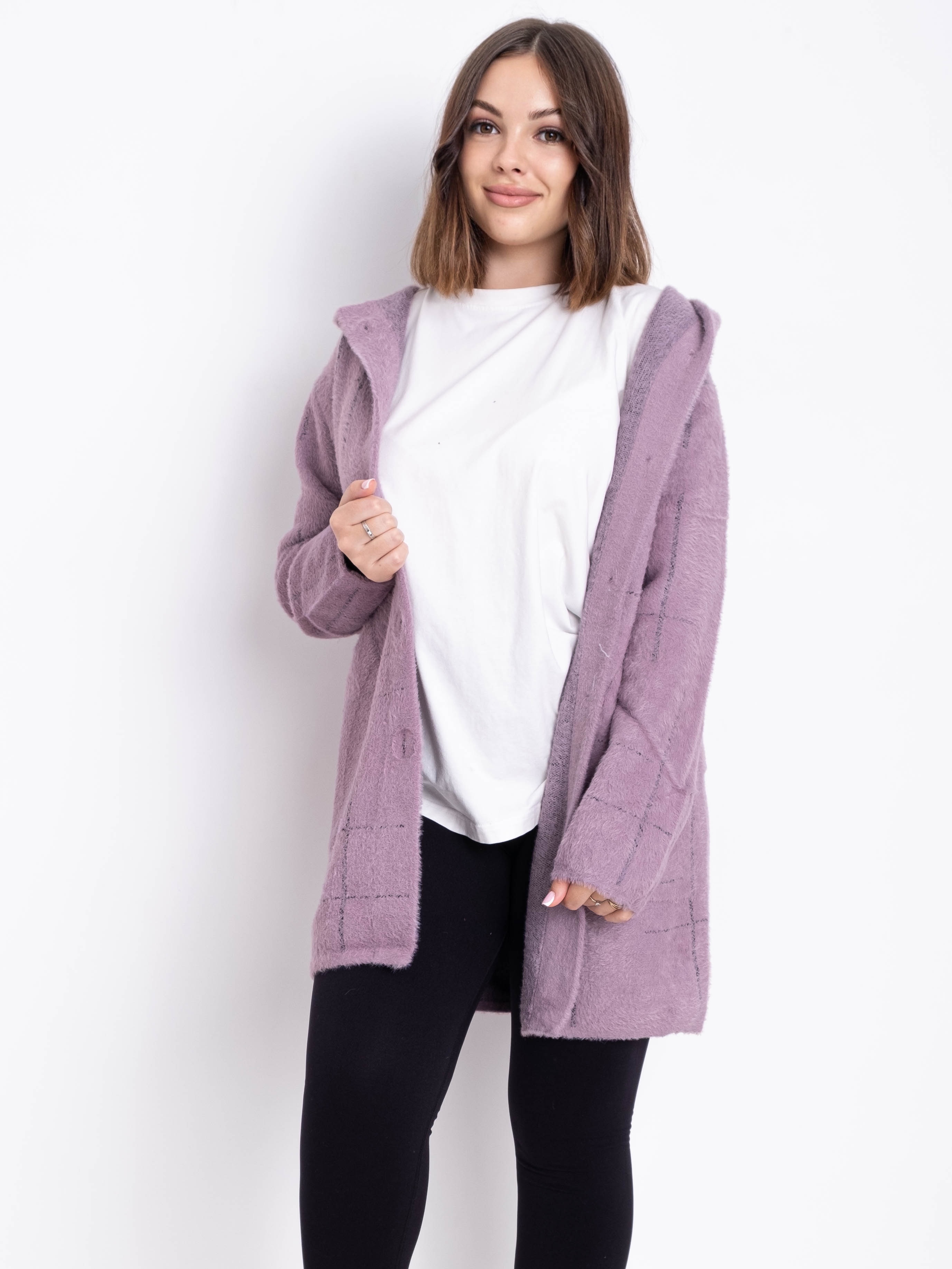 Кардиган із вовни альпаки з капюшоном на гудзиках #777 колір Рожевий Кардиган із вовни альпаки з капюшоном на гудзиках #777 колір Рожевий